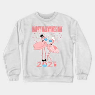 Happy valentine's day quarantined funny valentine 2021 flamingo lovers gift Crewneck Sweatshirt